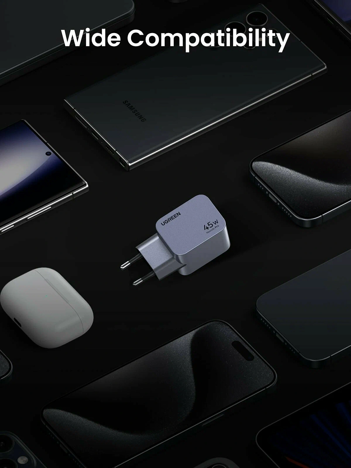 35008 Зарядное устройство UGREEN X707 Nexode Pro GaN 45W 2xUSB-C. Цвет: серый